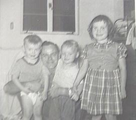 Bob, Sr, and kids, backyard 